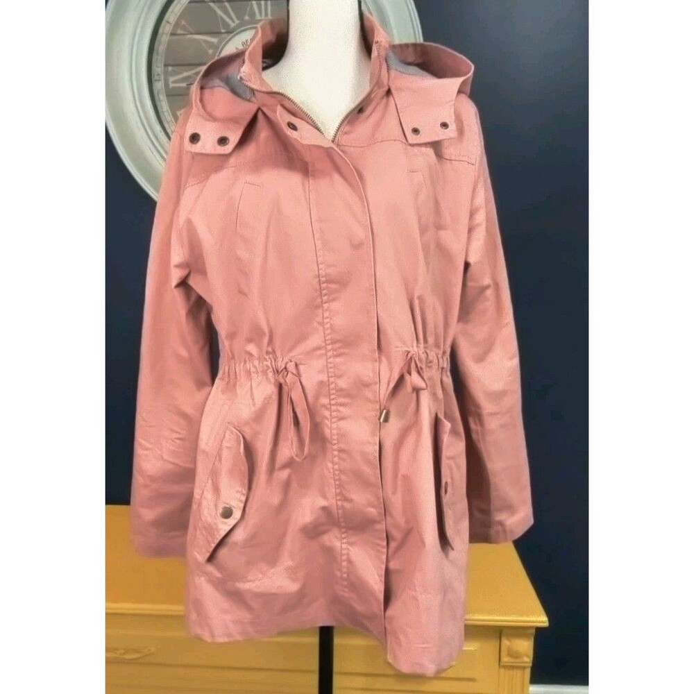 Korye Hooded Jacket Women's Medium Pink Full Zip Drawstring Light Weight EUC